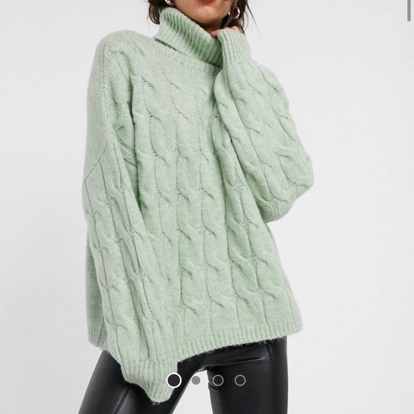 stradivarius Sweaters - High neck ballon sweater in green